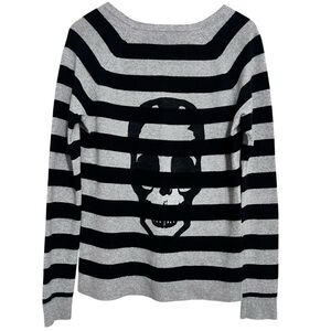 Aqua Cashmere Striped Skull Sweater